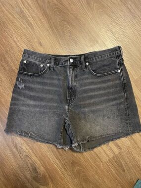 Madewell Black Washed Denim Cutoff Shorts Relaxed Mid-length